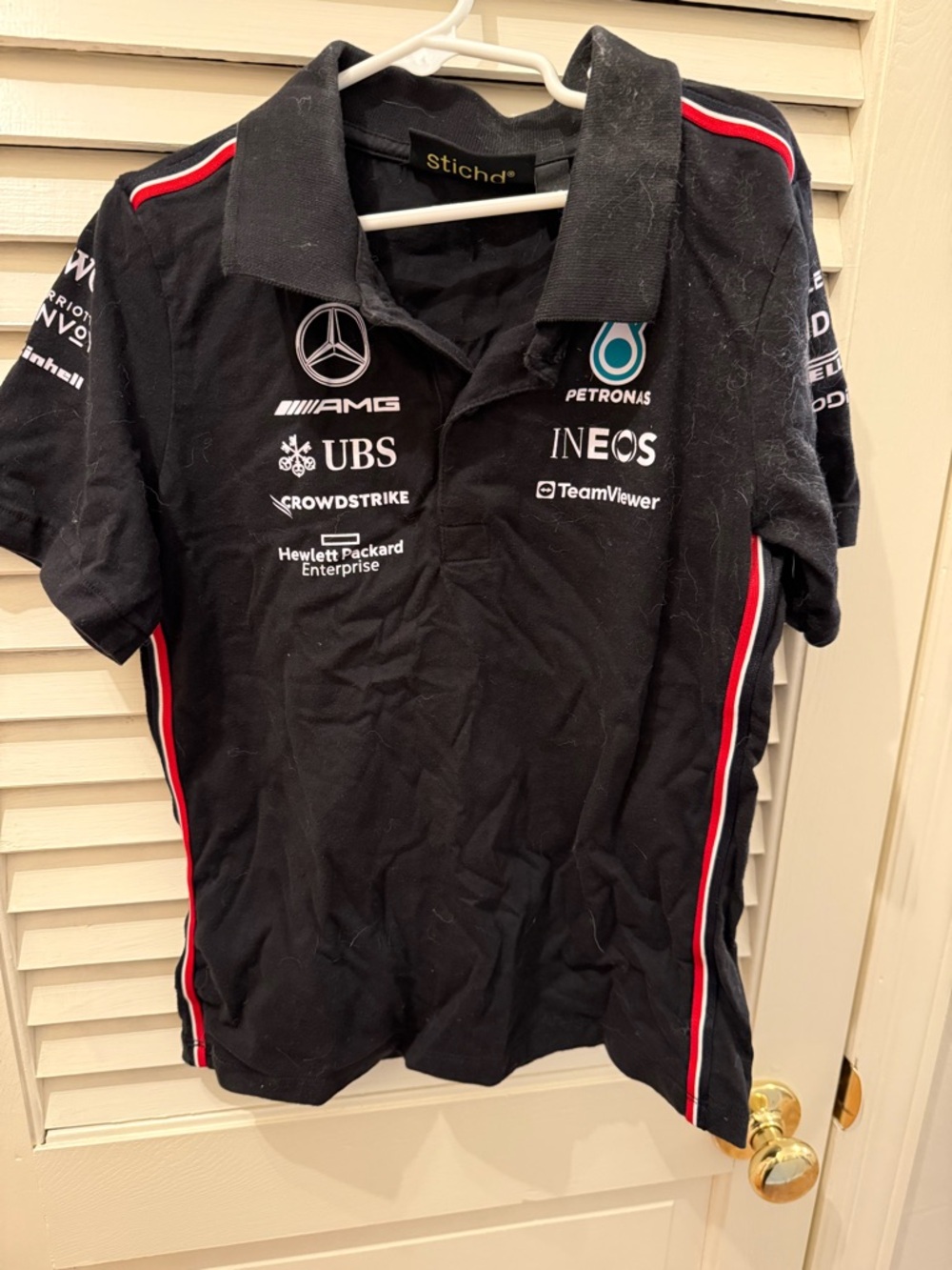 Mercedes AMG Petronas Black Kids Polo with Red and White Trim
